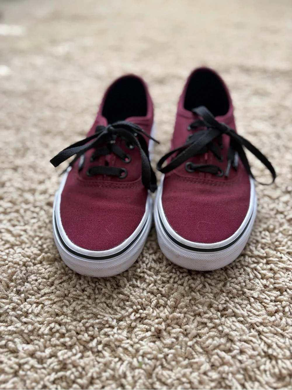 Vans Maroon Canvas Low-Top Sneakers with Black Laces
